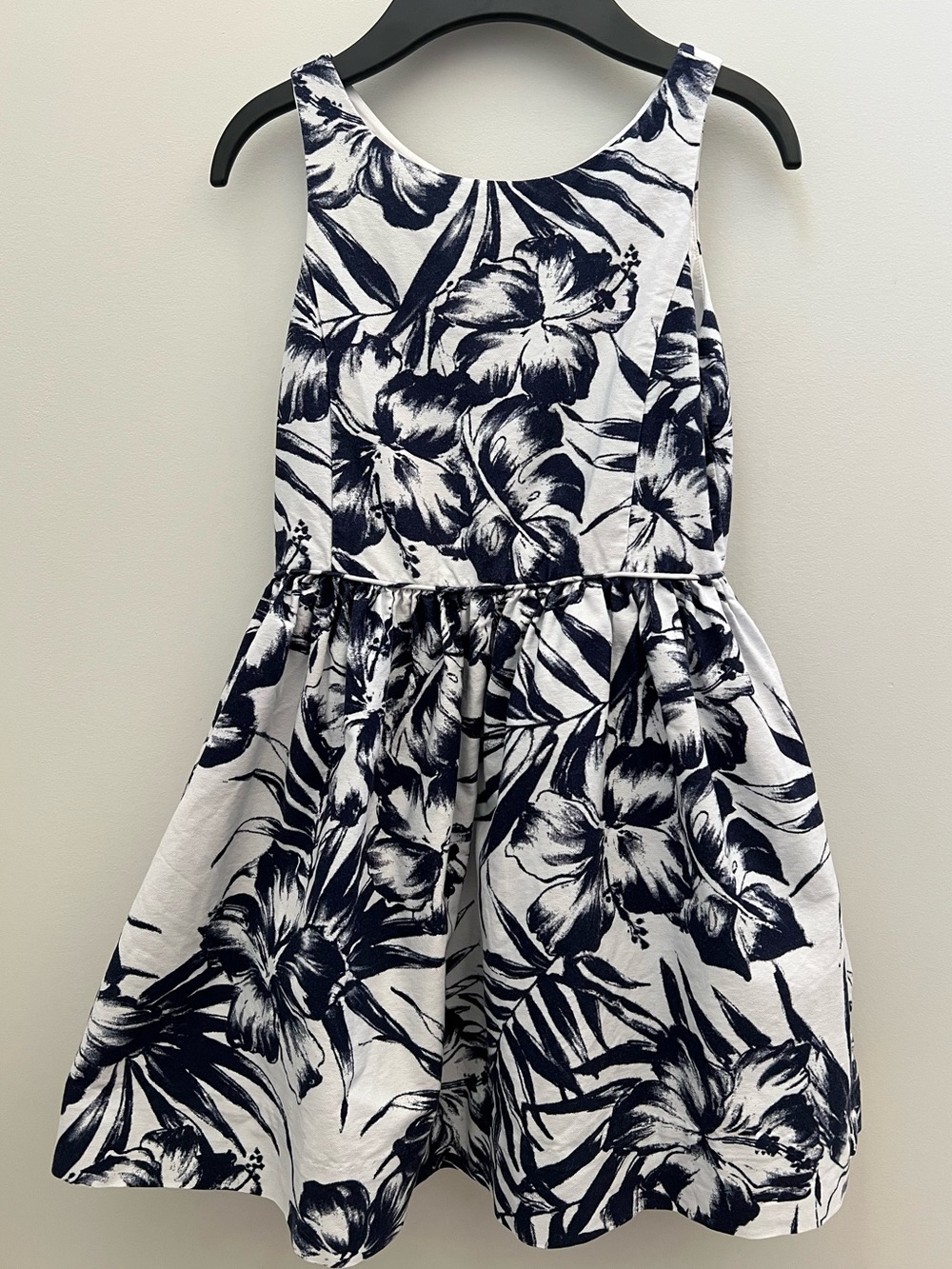 Polo by Ralph Lauren Navy and White Floral Fit-and-Flare Dress